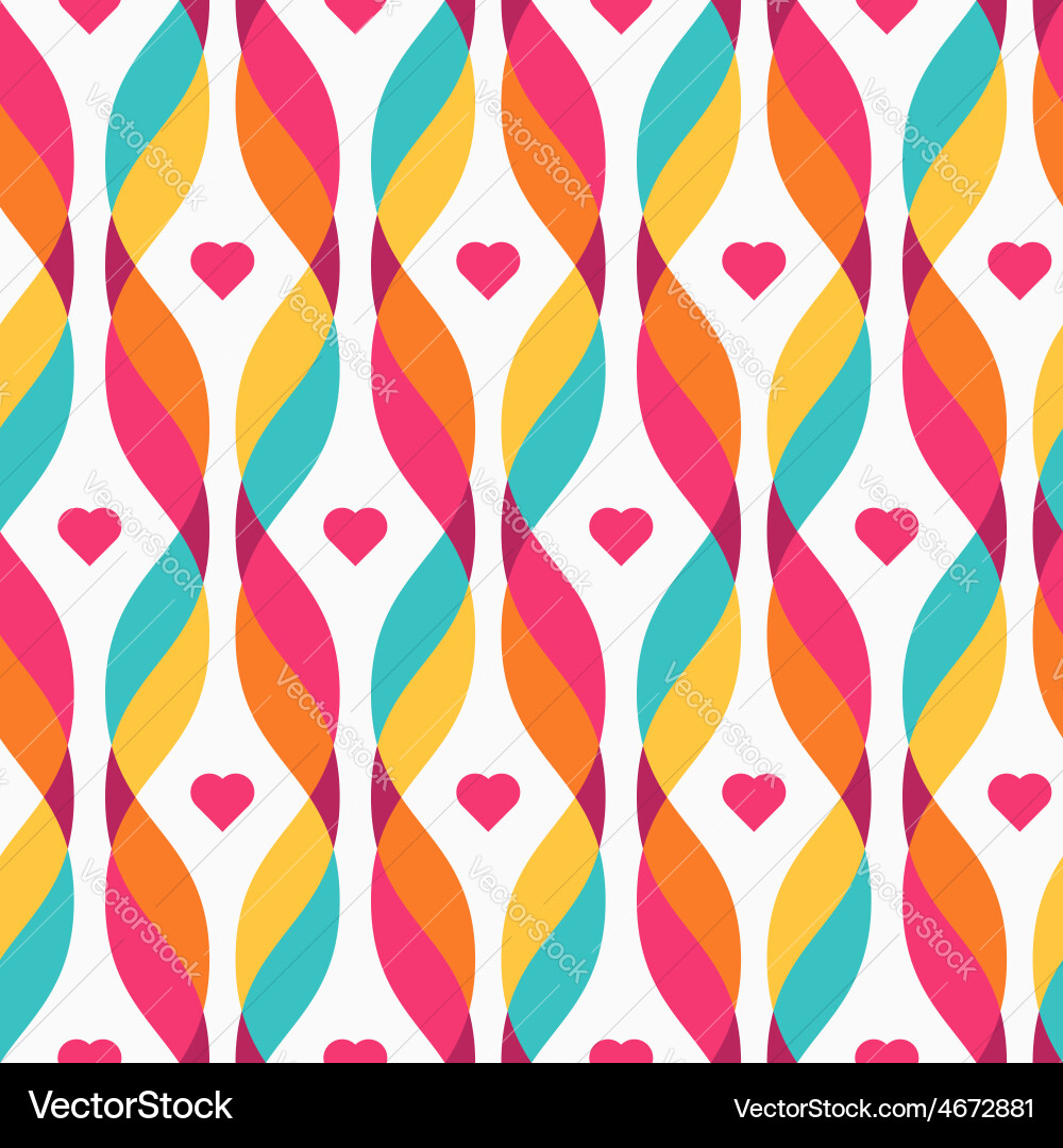 Design elements - colorful waves with small hearts Vector Image