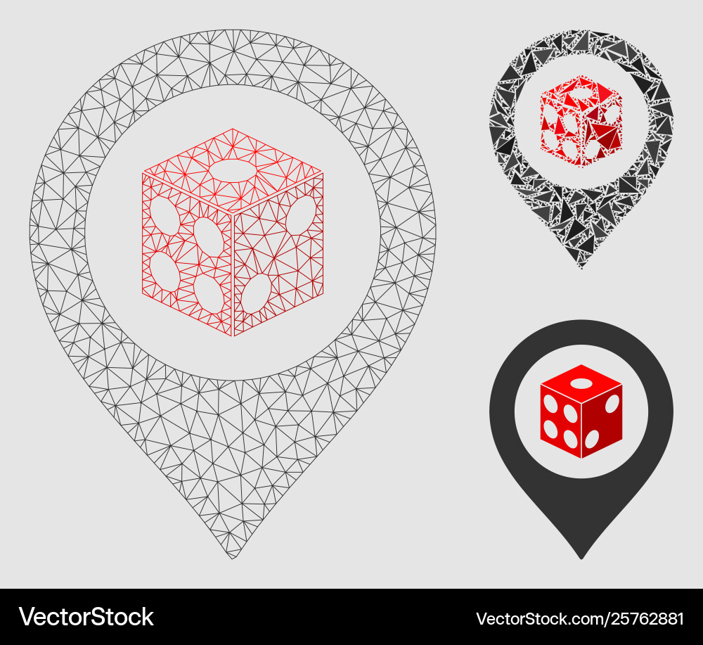 Dice map pointer mesh network model Dice map pointer mesh network model vector image