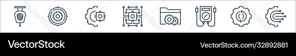 Engineering line icons linear set quality Engineering line icons linear set quality vector image