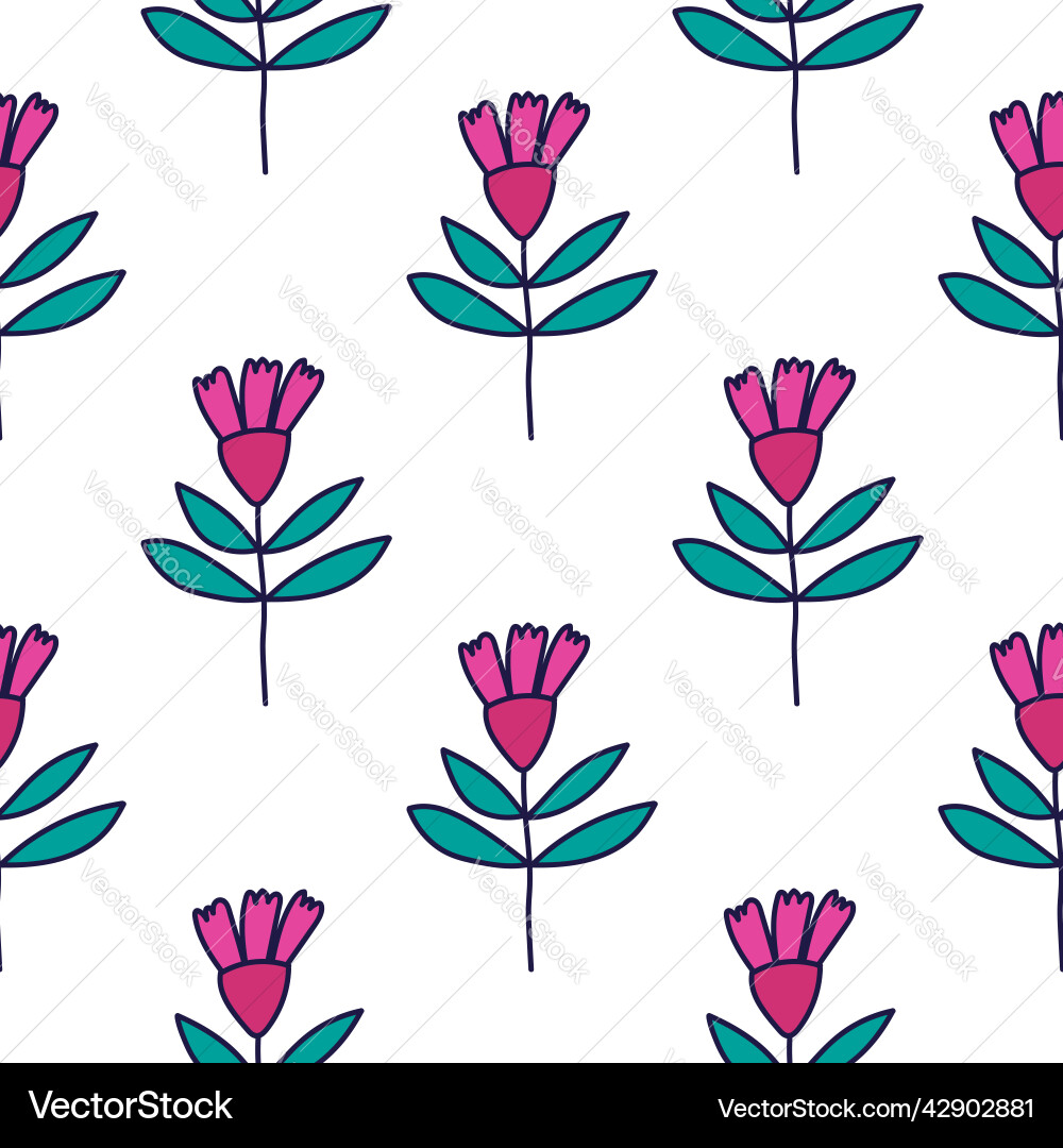 Flower seamless pattern in naive art style Flower seamless pattern in naive art style vector image