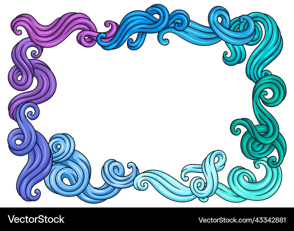 Frame with wave line curls color striped texture Frame with wave line curls color striped texture Vector Image