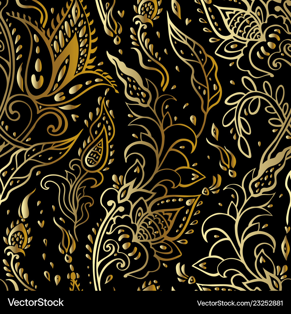 Golden Paisley Pattern - Vintage vector image