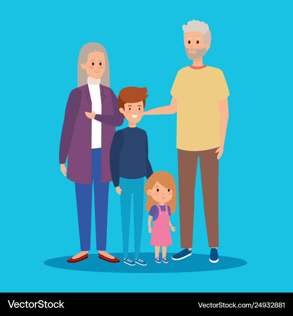 Grandparents together with happy grandson Grandparents together with happy grandson vector image