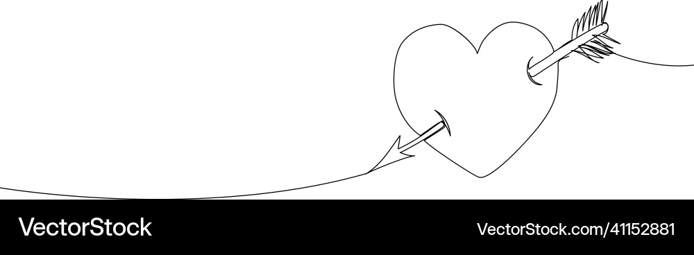Heart with an arrow continuous line drawing one Heart with an arrow continuous line drawing one Vector Image