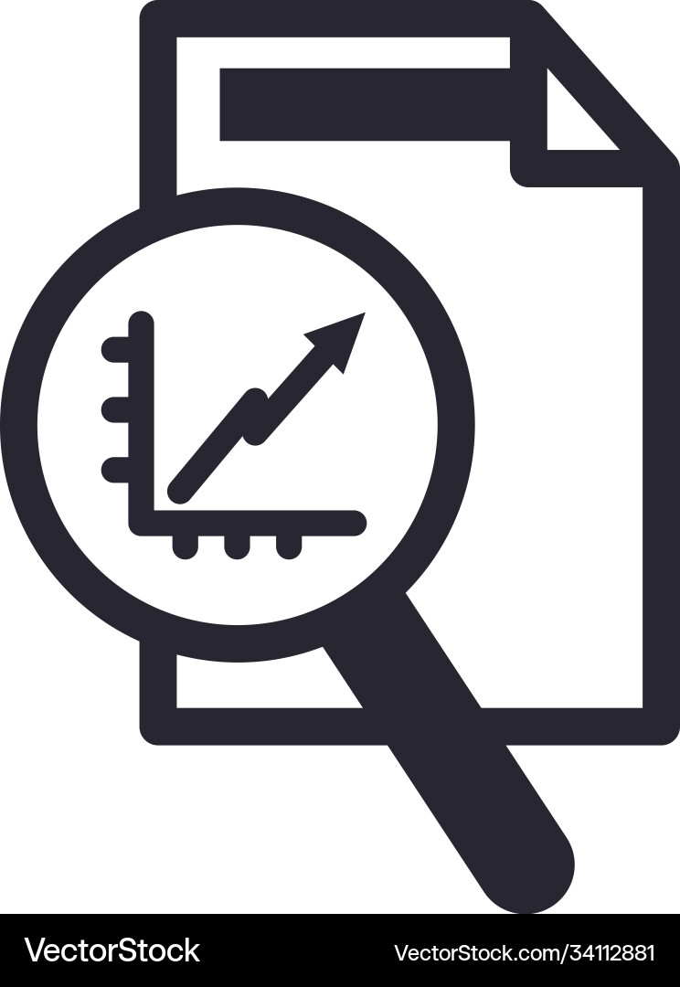 Increase arrow chart in lupe and document line vector image