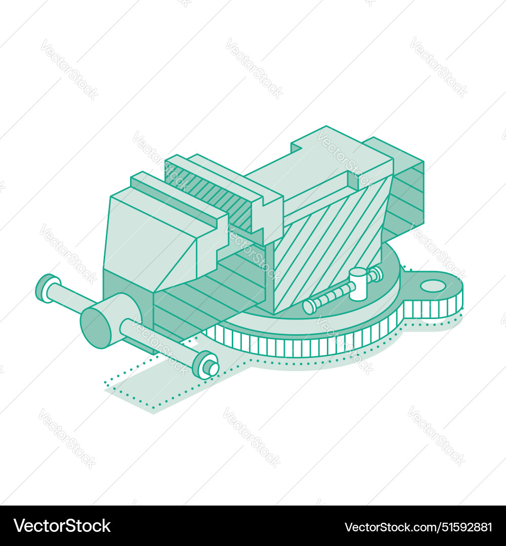 Isometric vise work tool outline object isolated Isometric vise work tool outline object isolated vector image