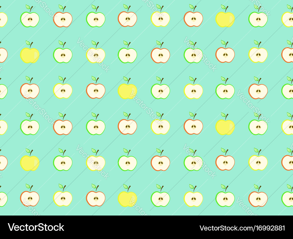 Pattern with cute colorful half apples Vector Image