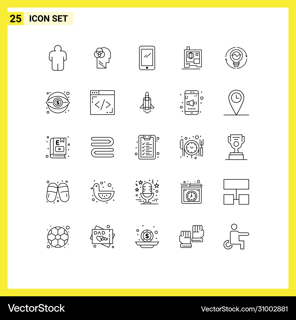 Pictograph set 25 simple lines generation Vector Image