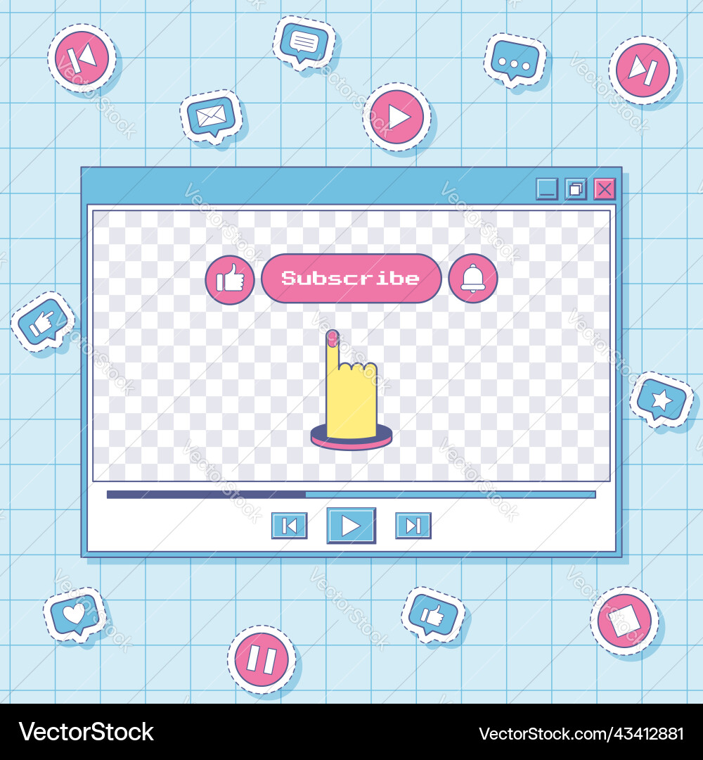 Player window with buttons retro ui design Player window with buttons retro ui design vector image