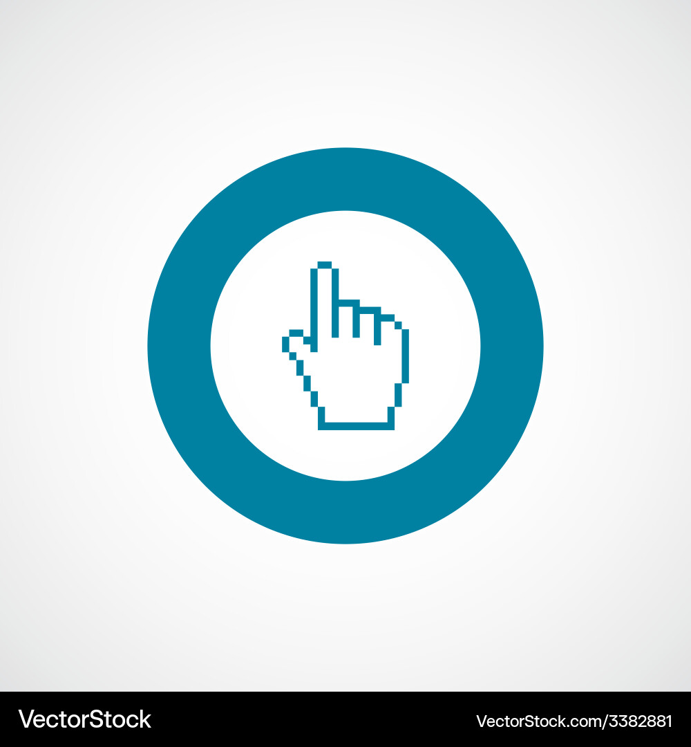 Pointer pixel cursor bold blue border circle icon Vector Image
