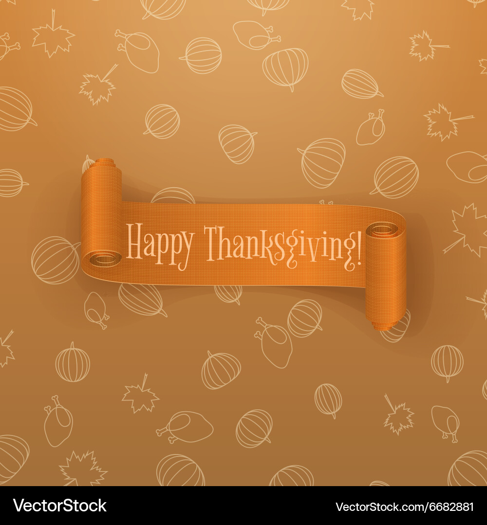 Realistische Scroll orange Thanksgiving-Banner Vektorbild