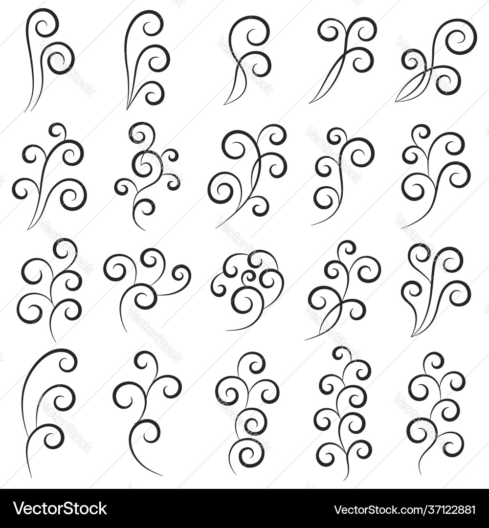 Set decorative design floral elements – Royalty-Free Vector | VectorStock