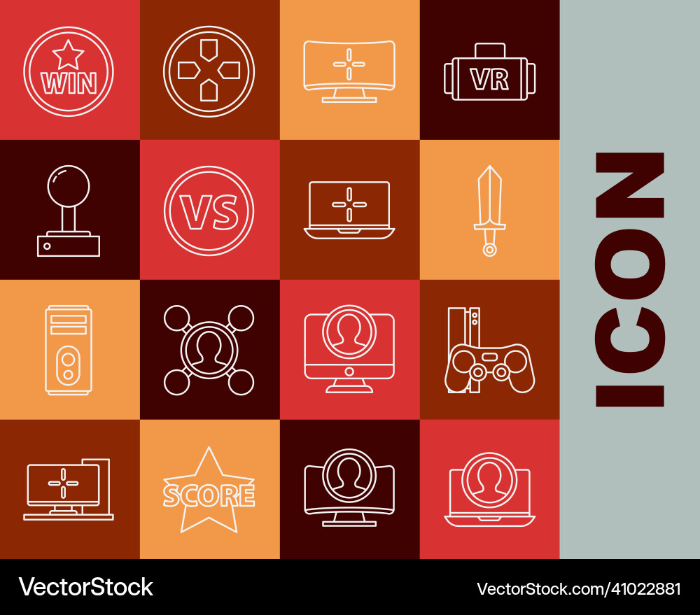 Set line create account screen game console Set line create account screen game console vector image
