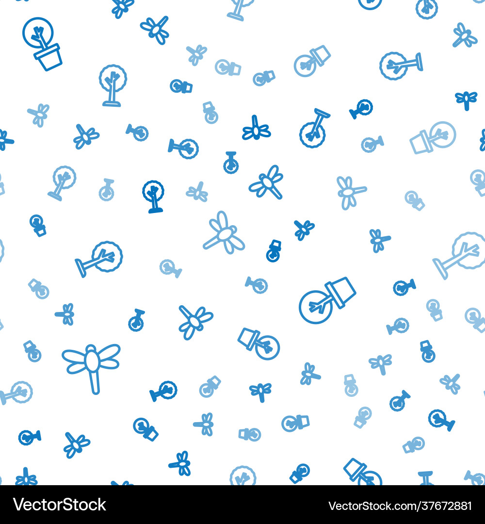 Set line dragonfly forest and on seamless pattern Set line dragonfly forest and on seamless pattern vector image
