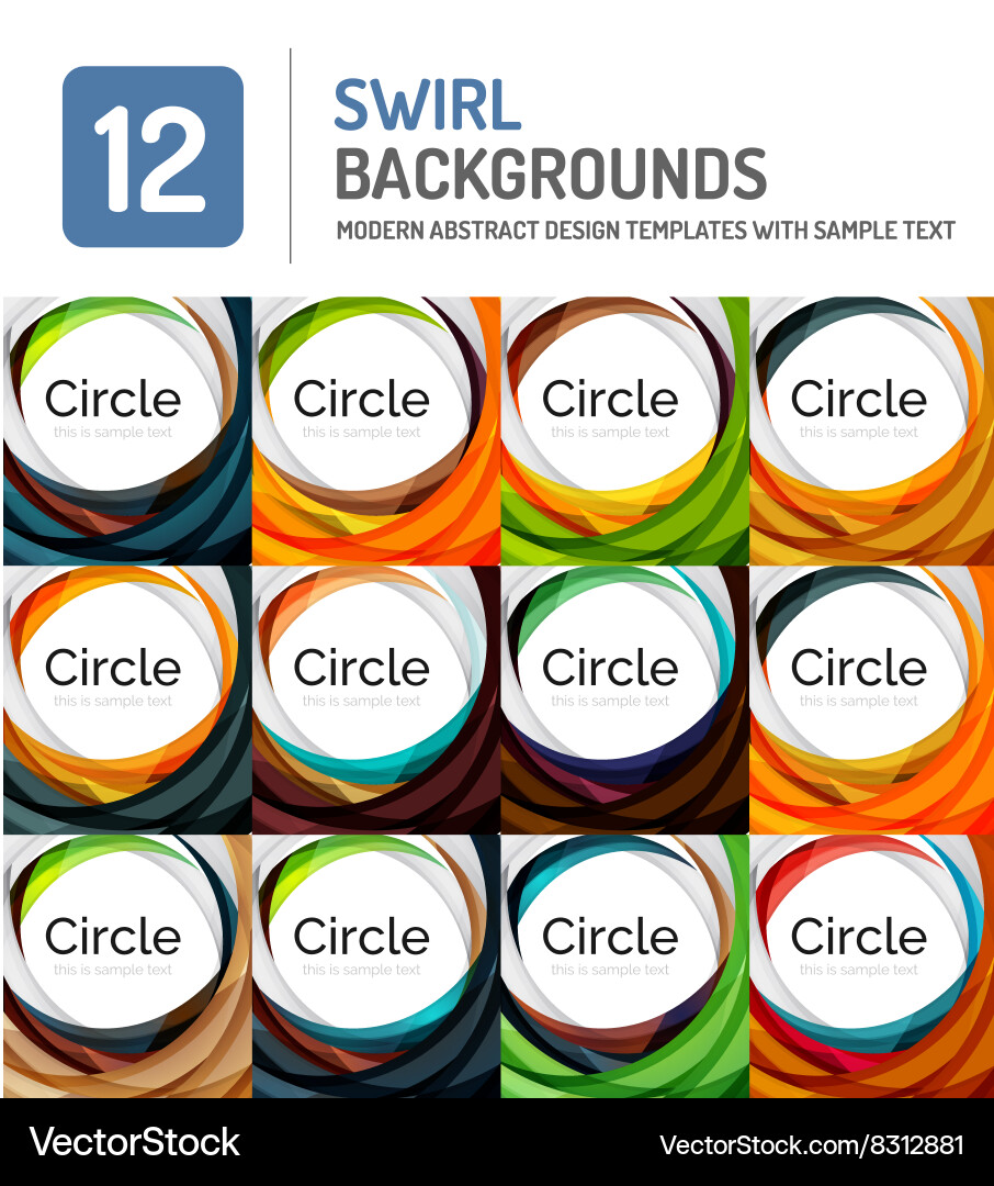 Swirl spiral shape wave background set Vector Image