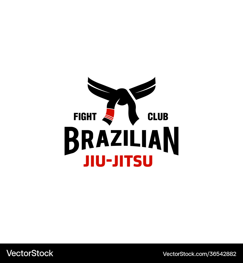 Brazilian jiu jitsu black and red belt logo icon Brazilian jiu jitsu black and red belt logo icon vector image