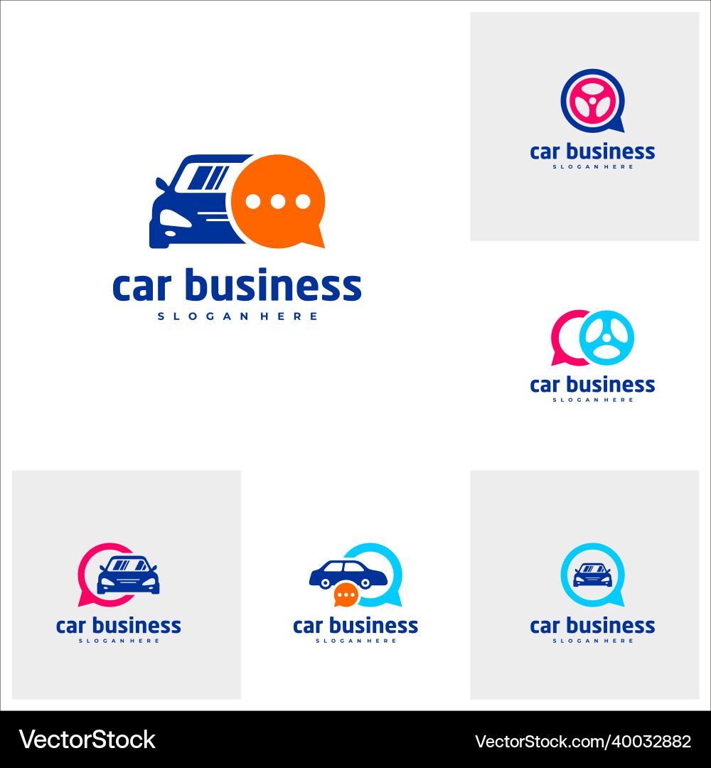 Chat Logo Templates - Car & Communication Vector Image