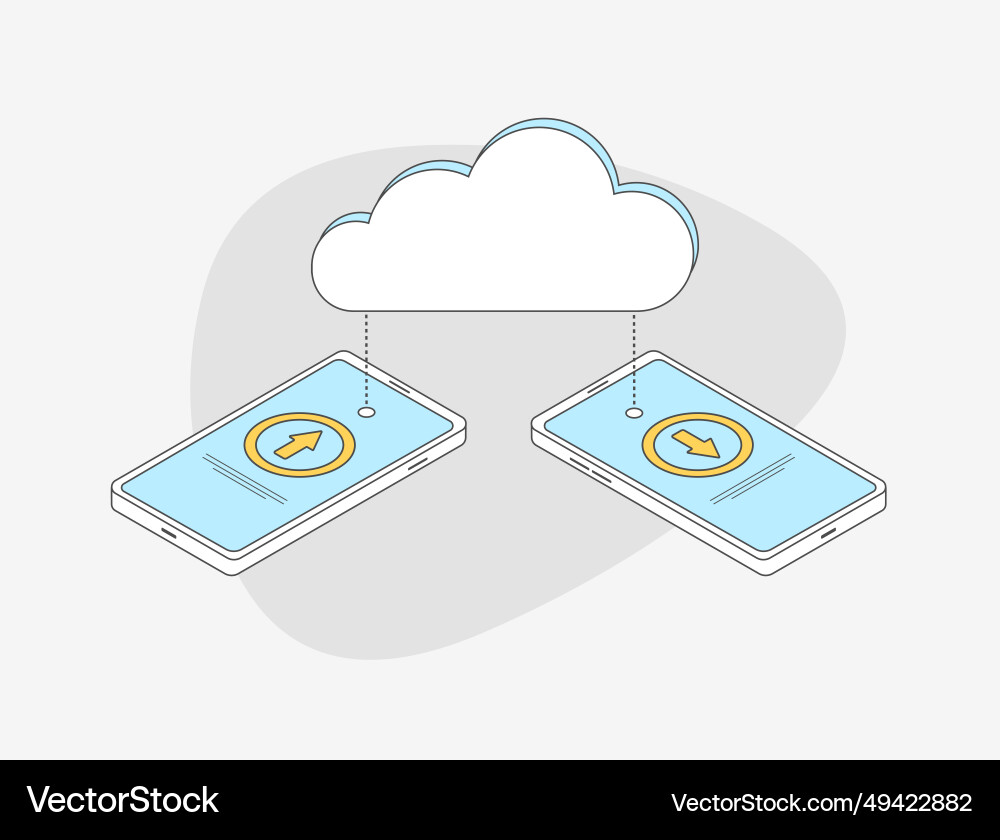 Cloud storage backup and file sync between mobile Cloud storage backup and file sync between mobile vector image