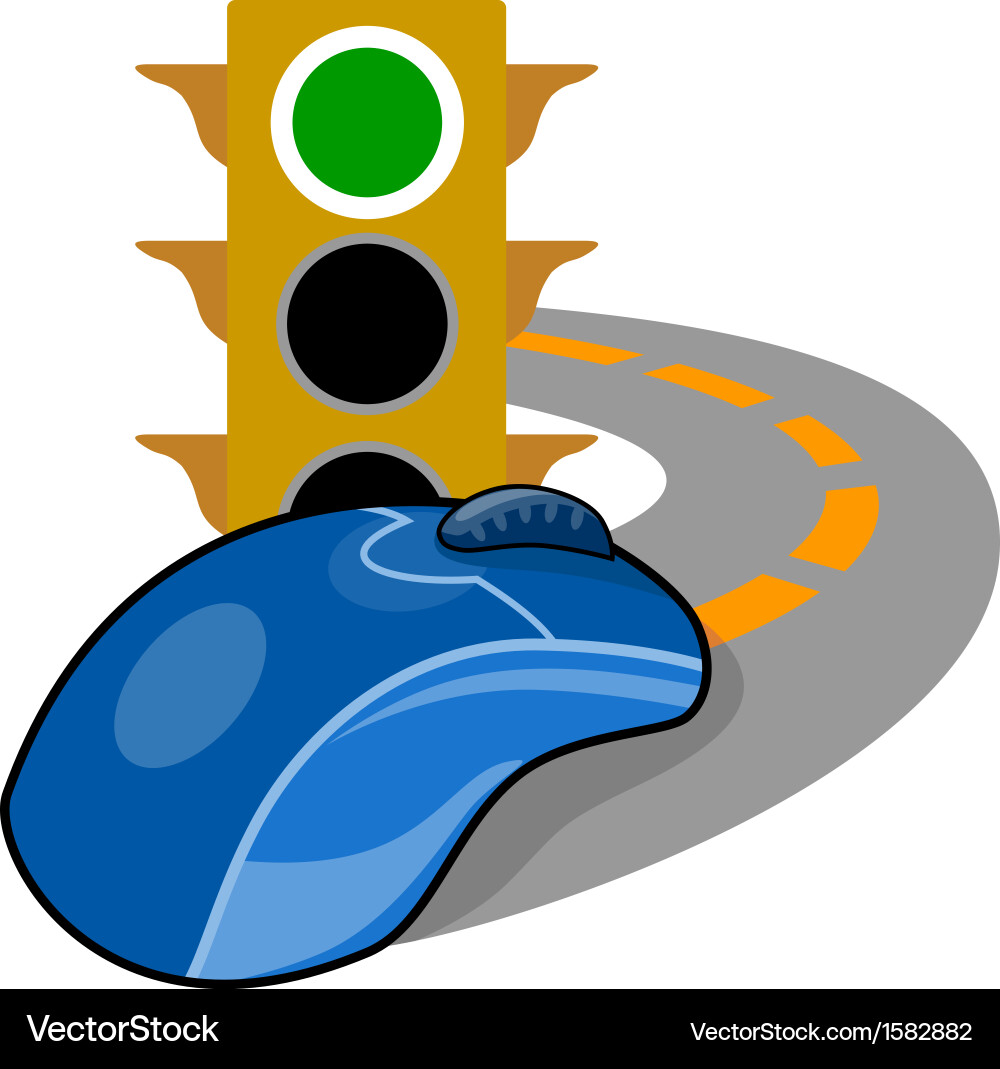 Computer mouse with traffic light vector image