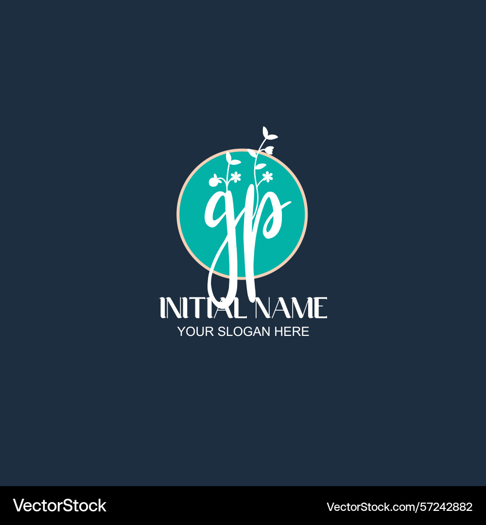 Elegant gp initial logo design with botanical Elegant gp initial logo design with botanical Vector Image