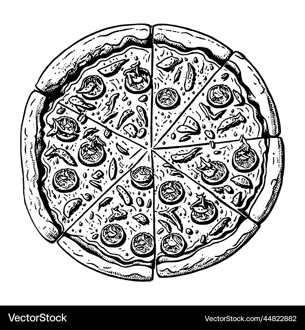 Hand Drawn Pizza Sketch Royalty Free Vector Image