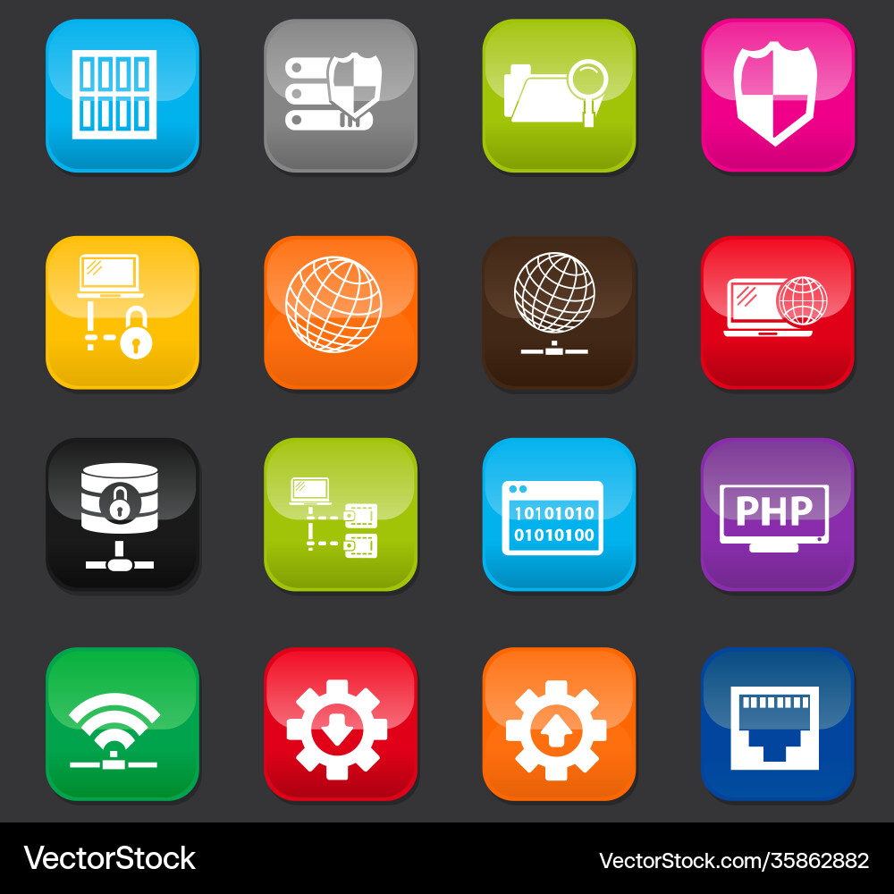 Internet server network icons set Vector Image
