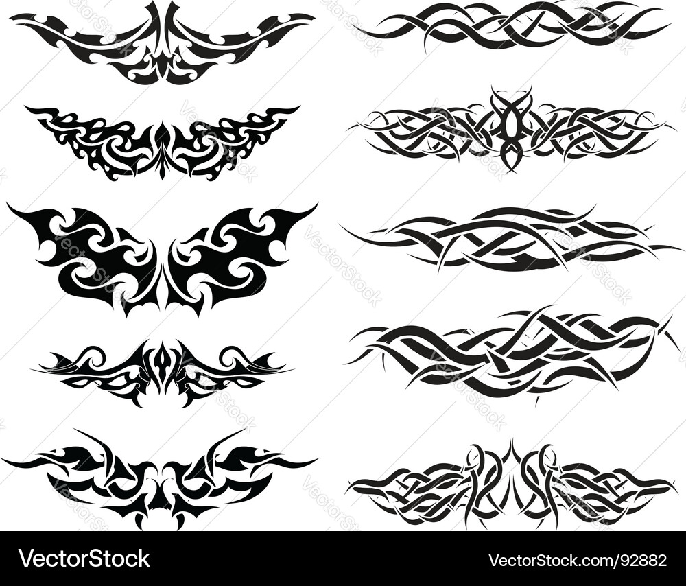 Intricate Flame & Tribal Tattoos vector image