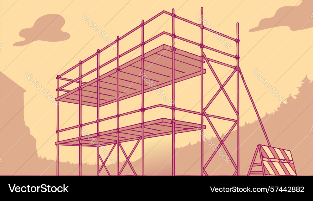 Multi-story scaffolding structure in desert vector image