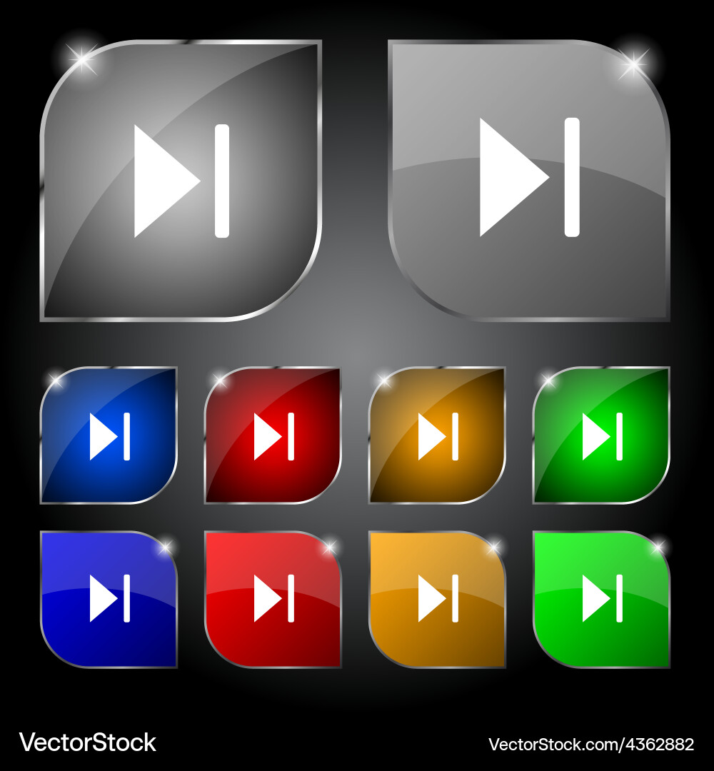Next track icon sign set of ten colorful buttons Vector Image