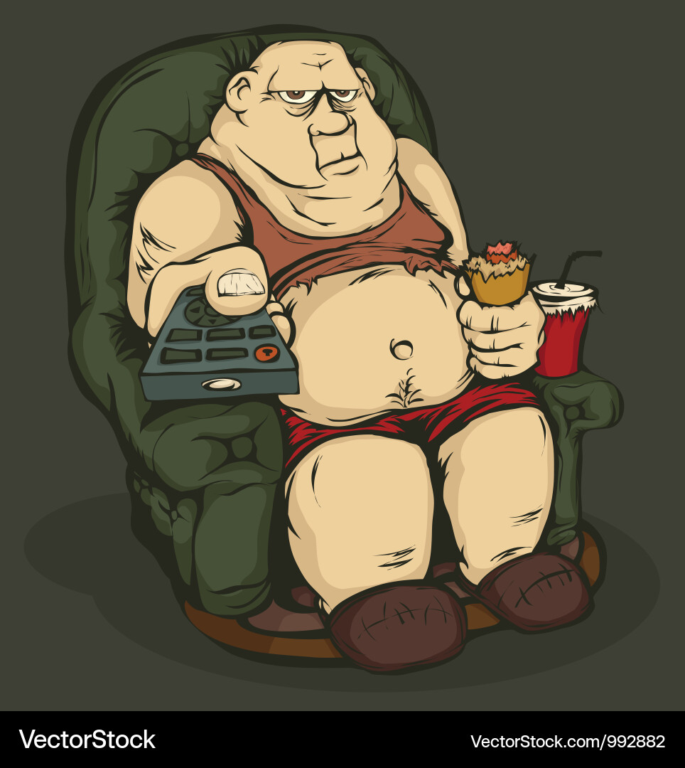 Overweight Man with Remote Control vector image