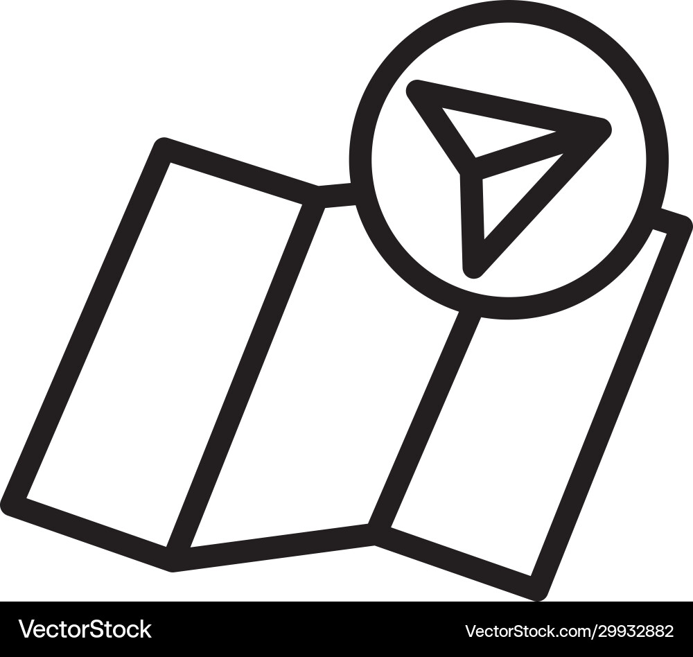 Paper map guide with arrow location line style Paper map guide with arrow location line style vector image
