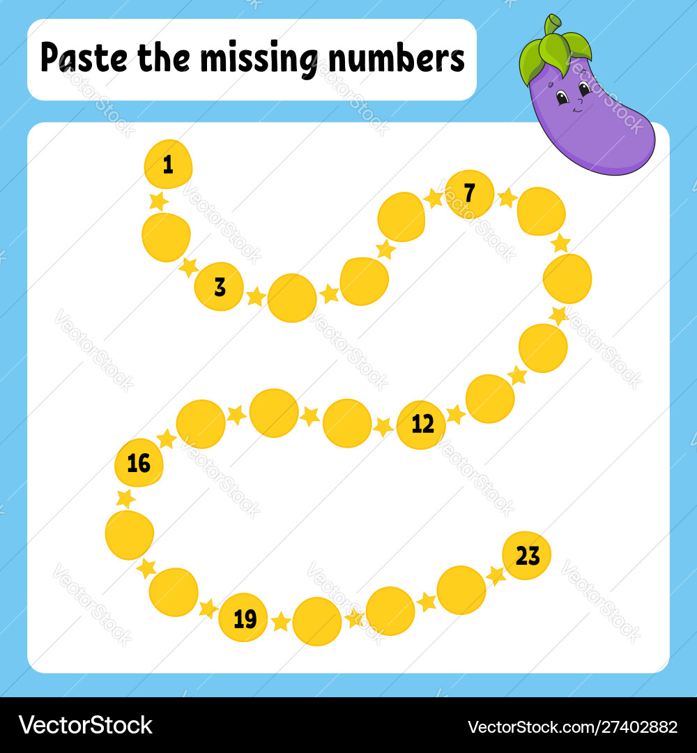 Paste missing numbers handwriting practice Paste missing numbers handwriting practice Vector Image