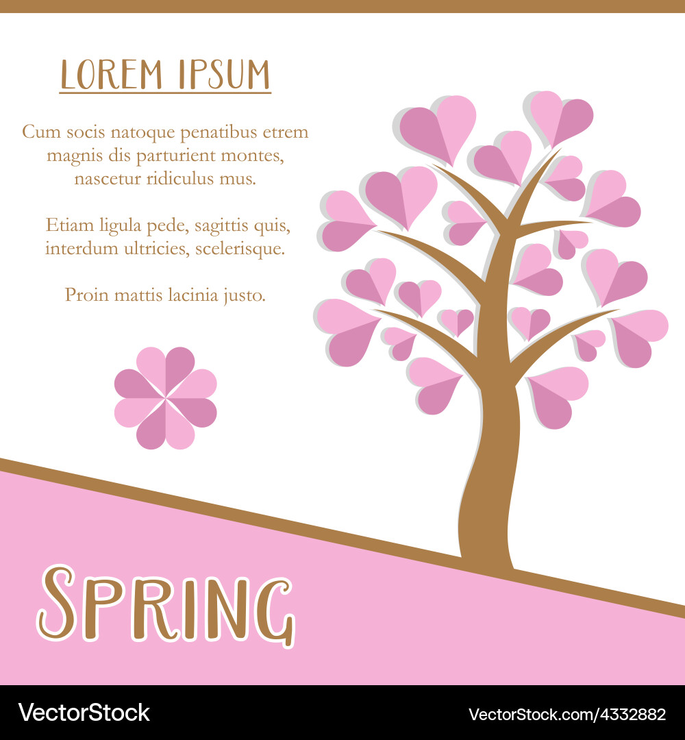 Pink Spring Tree Card Royalty Free Vector Image