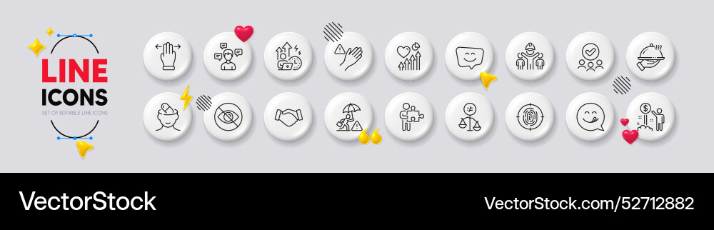 Puzzle not looking and multitasking gesture line Puzzle not looking and multitasking gesture line vector image