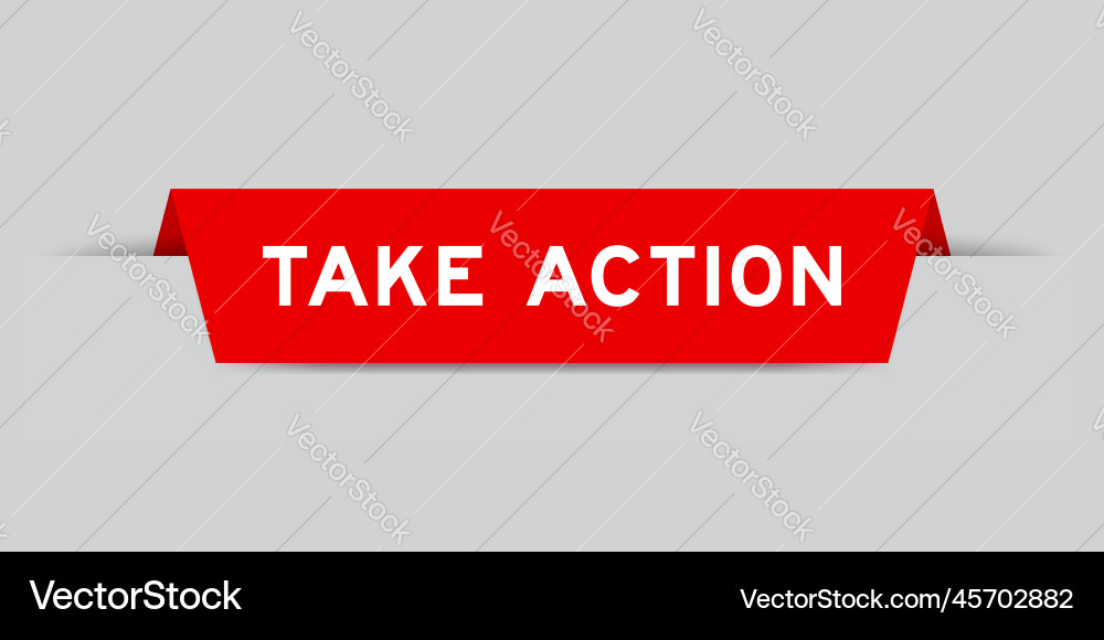 Red color inserted label with word take action Vector Image