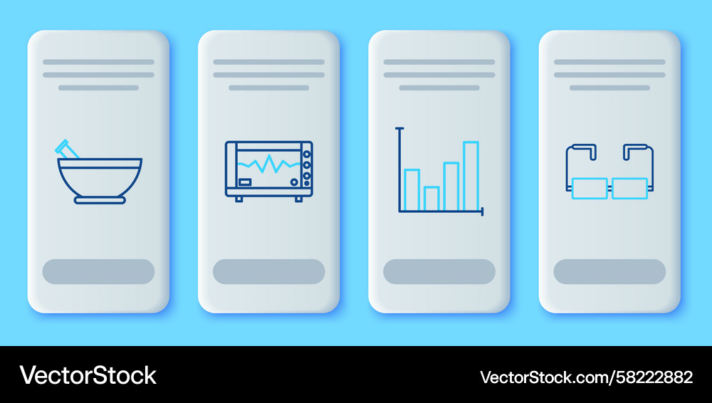 Set line computer monitor with cardiogram pie Vector Image