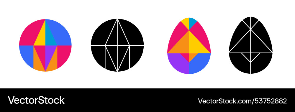 Tangram game egg and circle figures in colorful vector image