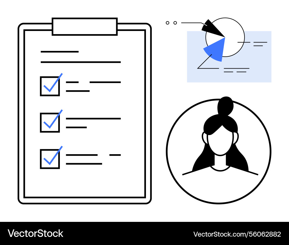 Task checklist with profile and chart elements Task checklist with profile and chart elements vector image