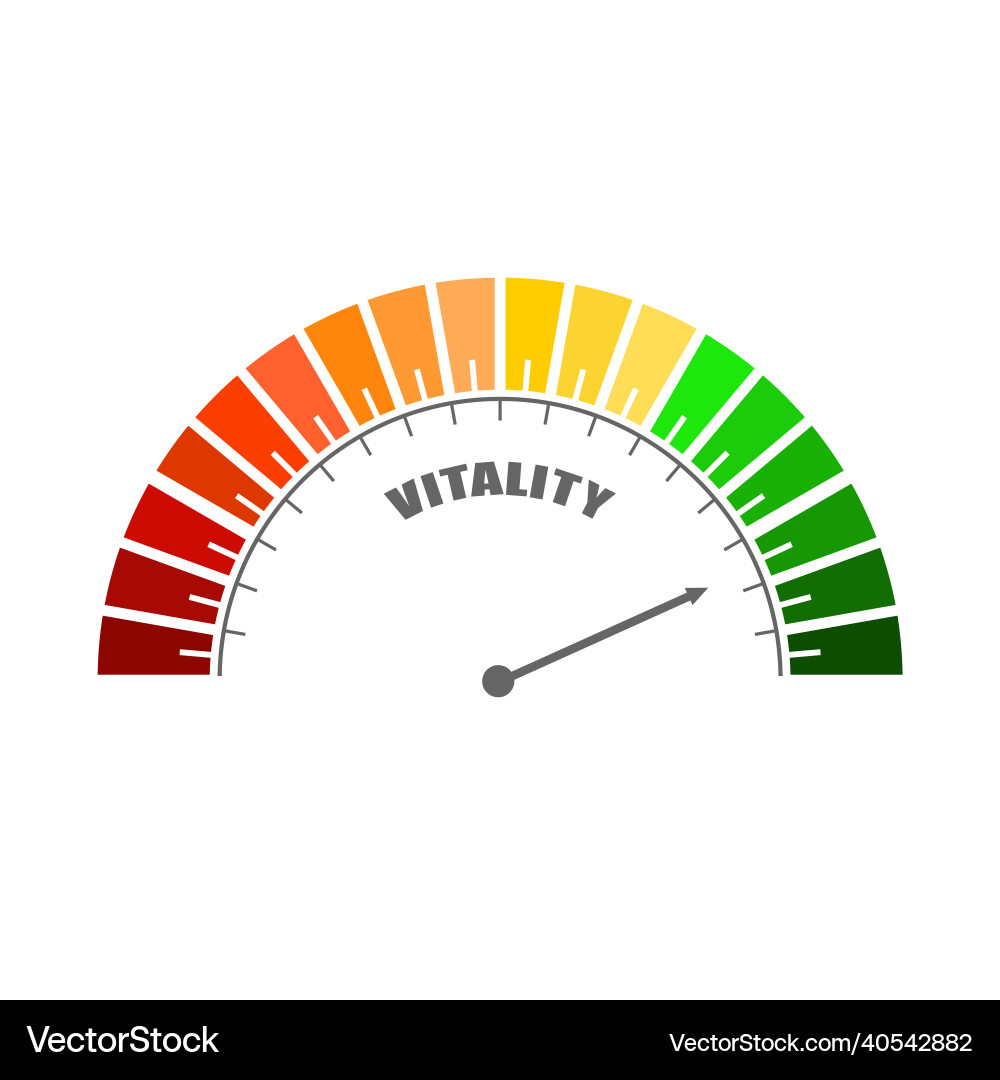 Vitality measuring device with arrow and scale vector image