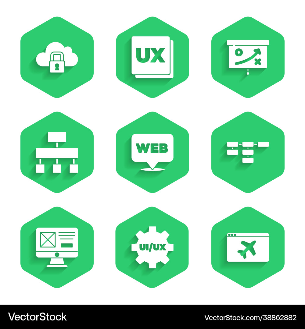 Web- und Grafikdesign ui oder ux-Webseite einstellen vektorbild