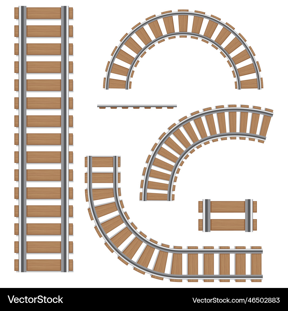 A set of railway tracks isolated elements A set of railway tracks isolated elements Vector Image