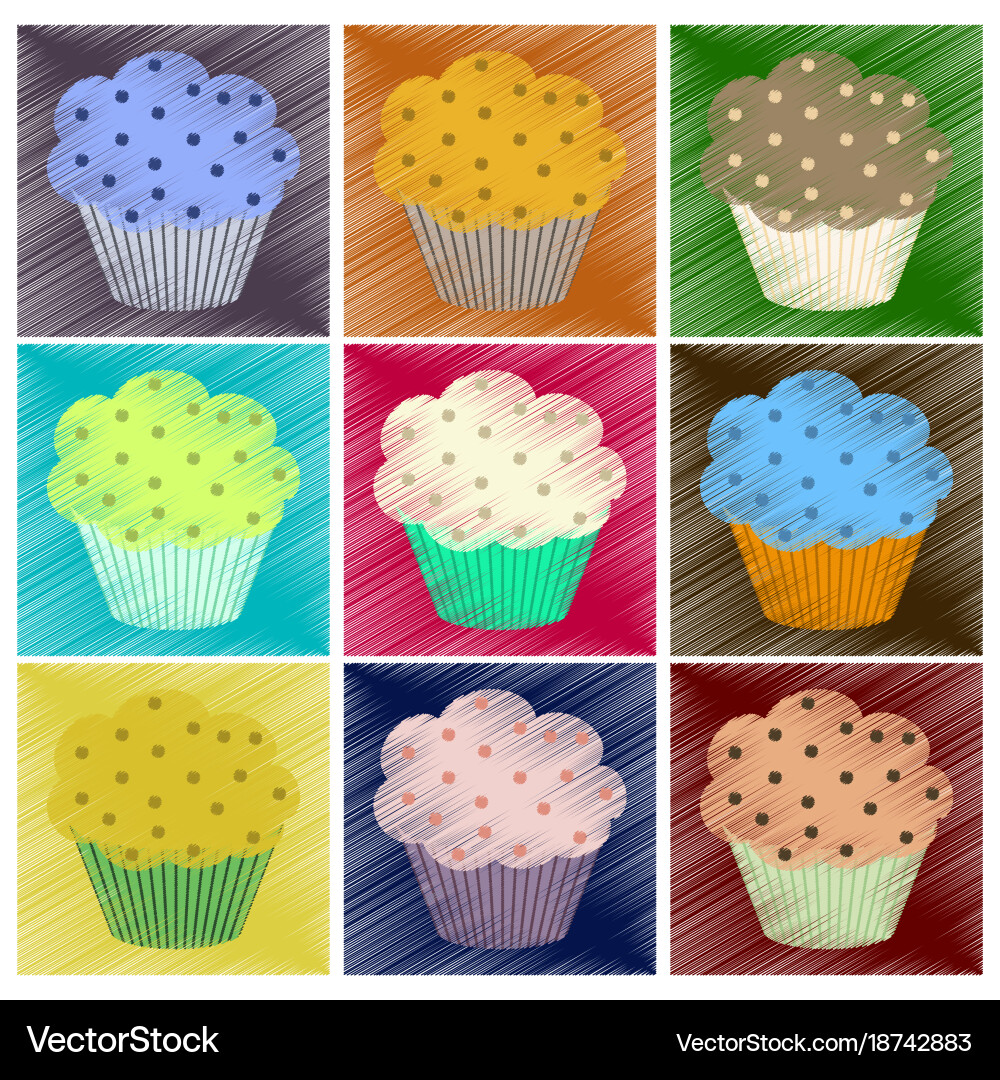 Assembly flat shading style icons muffin Vector Image