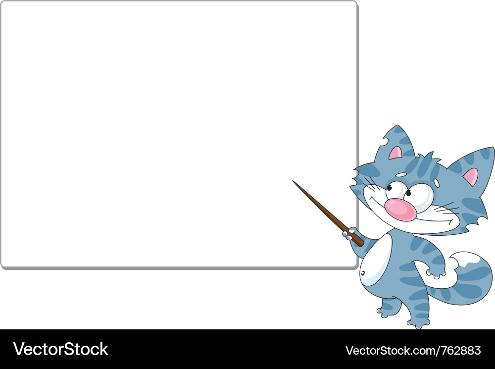 Cat with a pointer and blank vector image