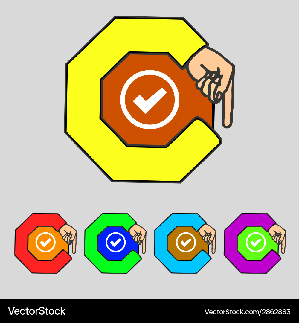 Check mark sign icon checkbox button set colourful vector image