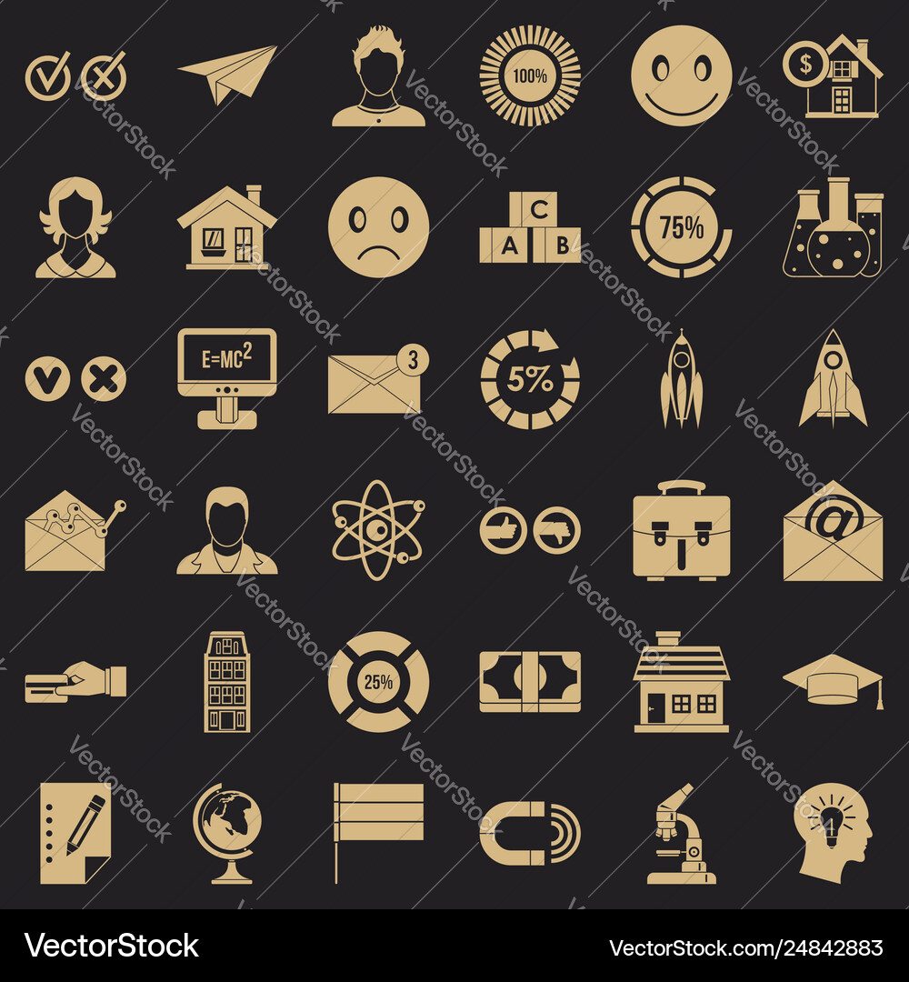 Computer learning icons set simple style Computer learning icons set simple style Vector Image