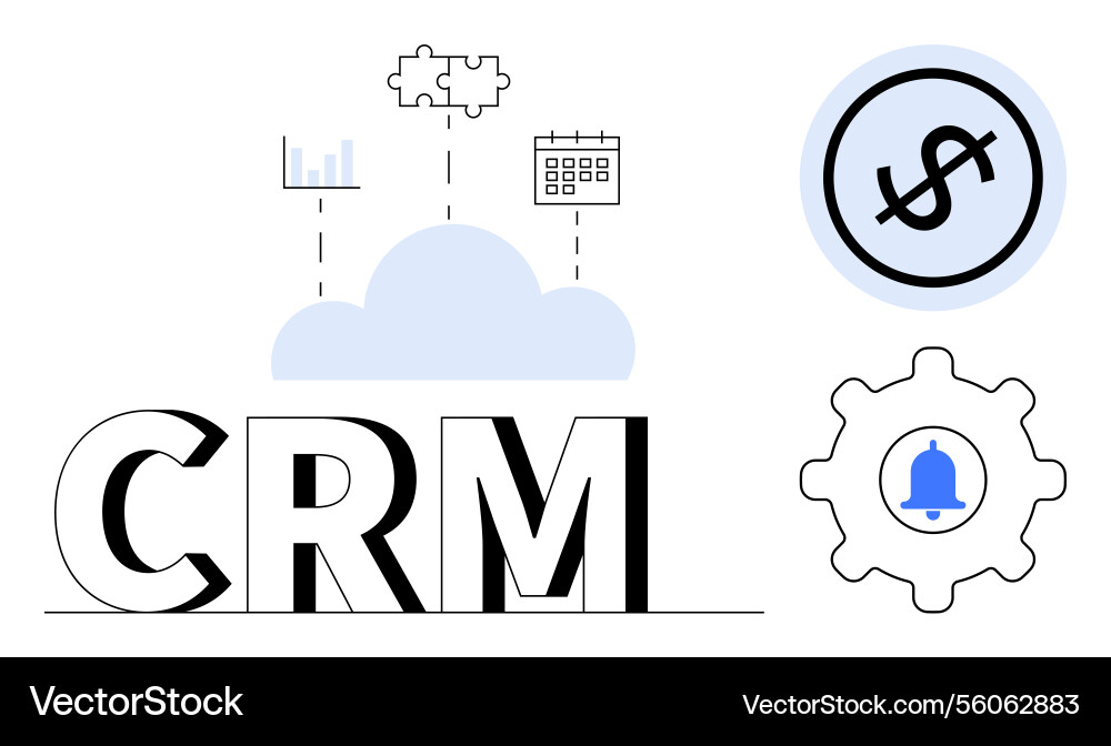 Crm cloud integration with analytics calendar vector image
