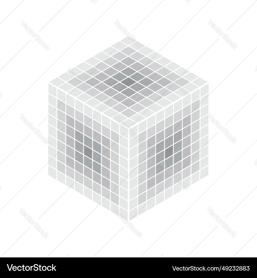 Cube whose sides are made of halftone gradient Vector Image