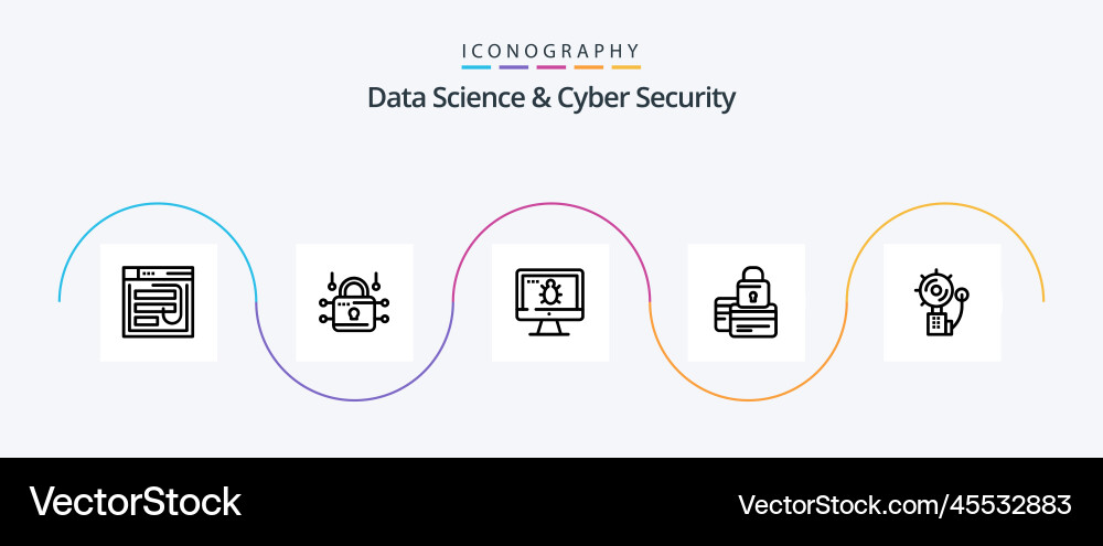 Data science and cyber security line 5 icon pack vector image