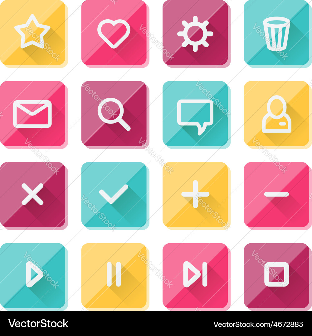 Flache ui Designelemente - Set von Basis-Web-Symbolen vektorbild