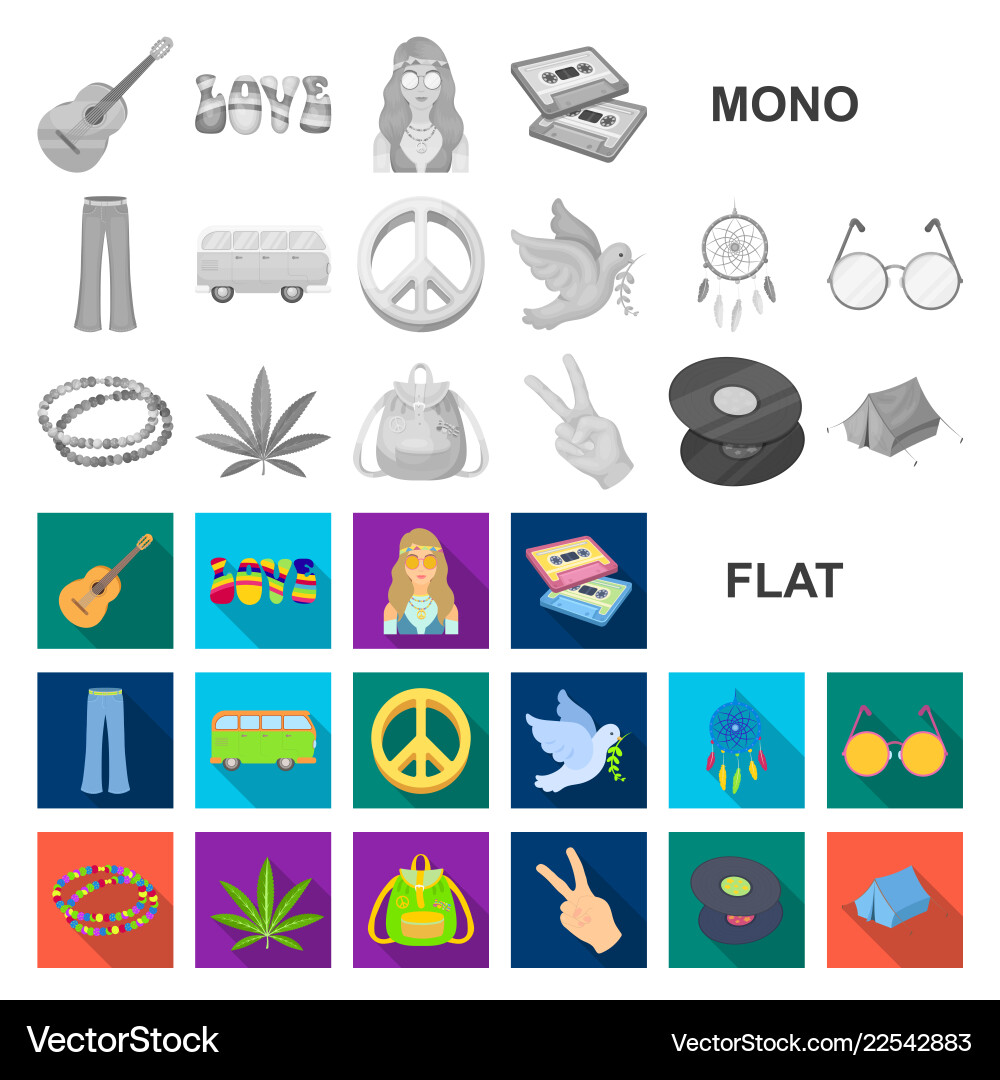 Happy and attribute flat icons in set collection Vector Image